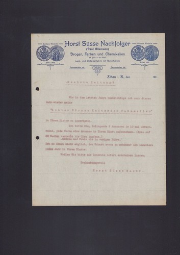 Zittau brief 1903 horst - zittau,,