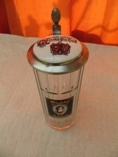 Bierkrug Glaskrug  Mönchshof Bräu Kulmbach  0,5 Liter Zinndeckel 600 Jahre