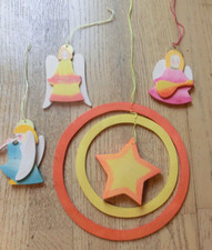 OSTHEIMER KINDERKRAM Mobile Aufhänger rund mit Stern 3 Engel 3D Optik flötend