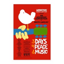 Woodstock Festival Poster 3 Days Of Peace Poster 60x90 cm, One size, Weiß