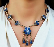 Orient nomaden Afghan tribal bellydance bauchtanz Lapis Kette Necklace Blume