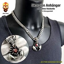 Skorpion Anhänger 5 cm - roter Stein - Sternzeichen Edelstahl Herren Biker Skull