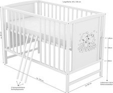 Babybett Kinderbett 60x120,Teddybären Motiv aus Kiefernholz, nur 1 Monat benutzt