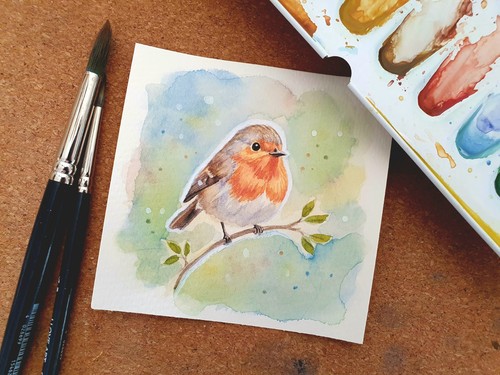 Aquarell rotkelchen - aquarell,