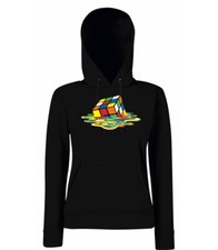 Youth Designz Damen Hoodie Zauberwürfel Pullover Logo Cube Nerd Lustig Print Fun