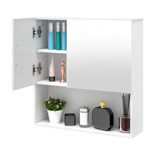 Badezimmerschrank mit Spiegel Spiegelschrank Bad 5 Fächer Hängeschrank MDF 0165y