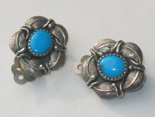 Indianerschmuck Navajo SILBER Ohrringe Türkis ausgefallen Ohrclip MEISTER "RB"