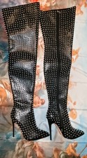 Extrem Extravagante Sexy Spitze Overknee Stiefel Nieten Handmade Giaro Größe 41