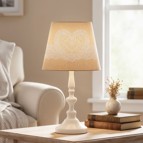 Tischlampe weiß 38cm hoch - weiß,