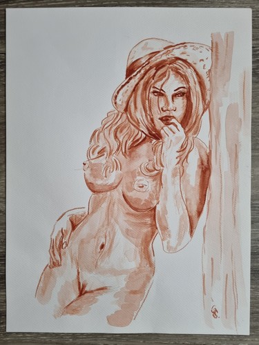 Aquarellbild weiblicher akt - aquarellbild,