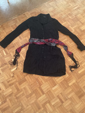 NEU Desigual Damen Longbluse, Langarm, schwarz, mit Gürtel, Gr.: 40 42 L, 