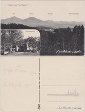 Postcard Schloßbösig Bezděz 2 Bild: Panorama und Forsthaus 1918