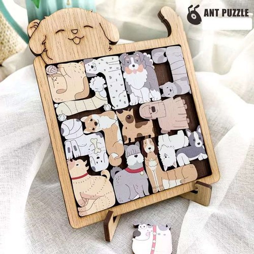 Holz hund puzzle - holz,