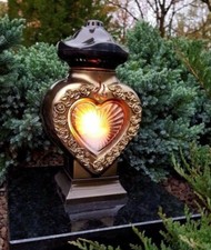  Grablaterne mit LED Granitsockel Grablampe Grableuchte Grabschmuck Engel Kerze