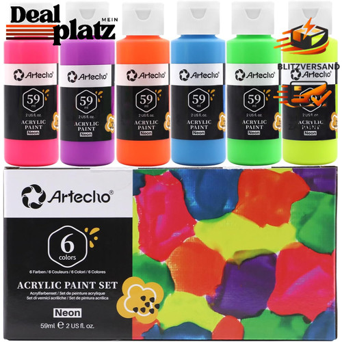 Neonfarbe 6x59ml schwarzlicht - neonfarbe,