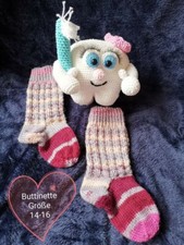 1 Paar Babysocken Gr. 14-16 grau Rosatöne Buttinette Wolle Neu