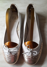 Damen Ballerinas, Gr. 38, Weiß mit goldener Schuhspitze