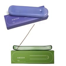 Auffälliger Joss Stick flach Räucherstäbchenhalter Aschefänger Glas grün oder lavendel