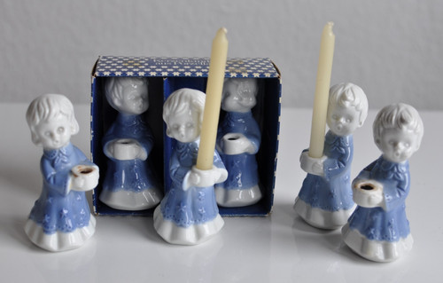 Blaue engel figur - figur, kerzenhalter