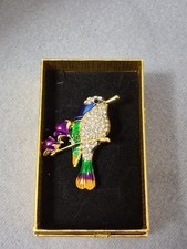 Schmuck Brosche Emaille Strass