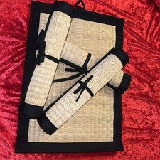 4 X Platz-Set - Bambus Schwarz/Braun NEU Balinesisch Design