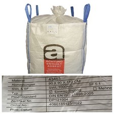 Asbest Big Bag 90x90x110cm 1000 kg Bag Sack BigBag mit 4PP-Hebeschlaufen