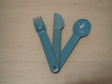 Tupperware Picknick Besteck blau Set Gabel Löffel Messer für Camping