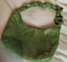 Zara Abendtasche Party Tasche Beutel Metallplättchen Grün Gold Glitzern Neu