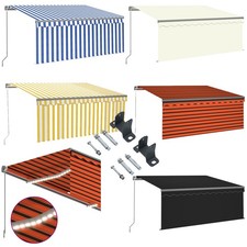 Markise Einziehbar mit Rollo & LED für Balkon Terrassenüberdachung 3M Bis 6M DE