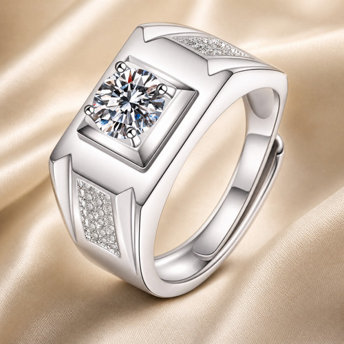 Herrenring zirkonia solitär - ,