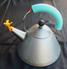 Alessi Wasserkessel Flötenkessel "Birdy" Silber matt ca. 2 L Flöte Orange