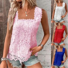 Frauen Casual Weste Leibchen Spitze Tops Blusen Sommer Ärmellose T Tops  §