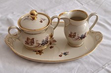 Kaffeetisch: Tablett + Sahnekännchen u Zuckerdose  Porzellan Kopenhagen KPM