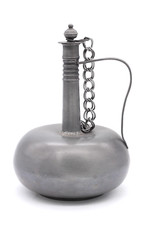 Zinn Flasche Karaffe mit Deckel Zinnkaraffe Schraubverschluß Vintage H 28 cm