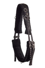 Crownclub Longiergurt schwarz mit Teddyfell zum longieren mit 10 Ringen NEU