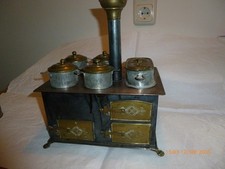 Großer kompletter alter antiker Blech- Kinderherd Puppenherd von 1913, beheizbar