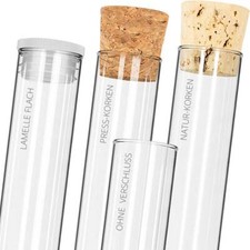 Tuuters Reagenzglas Flachbodenglas mit Korken, Verschluss od. Lamelle Stopfen