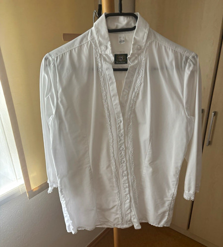 Trachtenbluse weiß langarm - weiß,