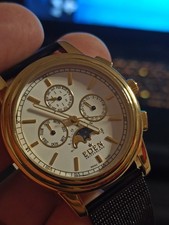 Swiss Made Eden Armbanduhr Herren Voll Kalender Quartz Neue Batterie