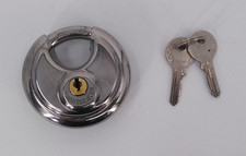 Disco Rundschloss Edelstahl gehärtet mit 2 Schlüsseln – neu Vorhängeschloss