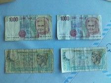 2 X 500 =  1974 + 2 x 1000 LIRE 1990 / MILLE/ ITALIEN GELDSCHEINE  GEBRAUCHT