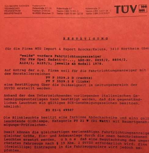 Für opel kadett coupe te - c, g/te