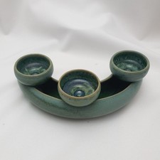 Blumenring Keramik Kerzenring Getöpfert Vintage Ikebana Vase Retro Blau