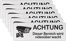 6x Videoüberwachung Privatgrundstück Schild, Klein Achtung Videoüberwacht Kamera