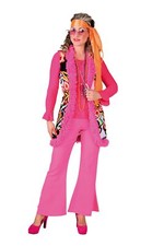 Hippie weste lang pink kostüm - hippie-weste,