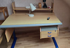 Moll Jugendschreibtisch mit stufenlos neigbarer Tischplatte,blau mit Bücherregal
