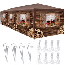 Pavillon Almchalet mit abnehmbaren Seitenteilen Pavillon Gartenzelt braun B-Ware