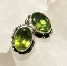 Ohrringe, Ohrstecker mit Peridot, 925er Silber - facettiert - Olivin - Grün