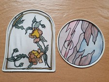 2 St. Fensterbilder Seidenmalerei