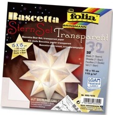 Bastelset Bascetta Stern 15x15cm weiss Transparent papier 32Blatt